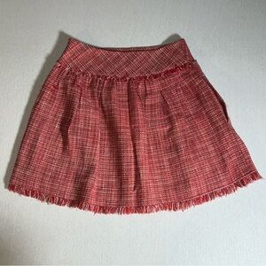 BCBG MaxAzria Cotton Wool Blend Tweed Mini Skirt in Candy Cane Red + Cream